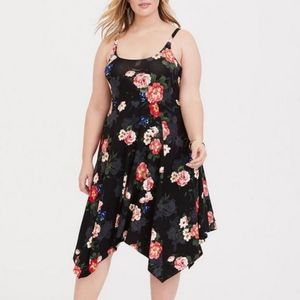 Torrid Black Floral Trapeze Dress Size 1 1XL